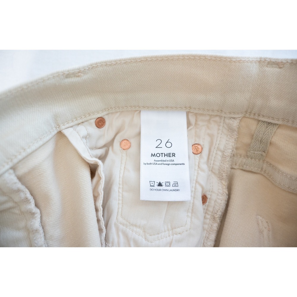 Mother The Weekender Fray Jeans Womens 26 Cream New Flare Raw Hem Play Date - Picture 8 of 9
